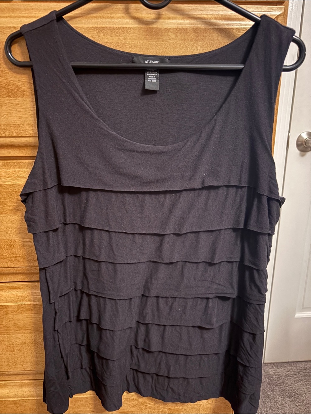Alfani Black Sleeveless Ruffle Layered Tank Top